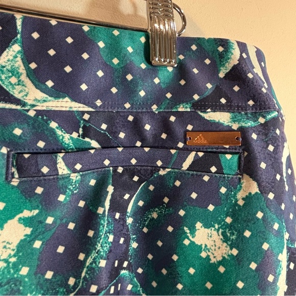 ADIDAS Golf Sz XL Floral Polka Dot Pull on Capri Pants in Blue and Green NEW - Picture 7 of 13